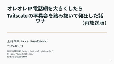 オレオレIP電話網を大きくしたらTailscaleのワナを踏み抜いて発狂した話（再放送版）のサムネイル