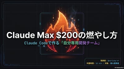 ClaudeMax $200 プランの燃やし方 〜CLaude Codeで作る「自分専用開発チーム」〜のサムネイル